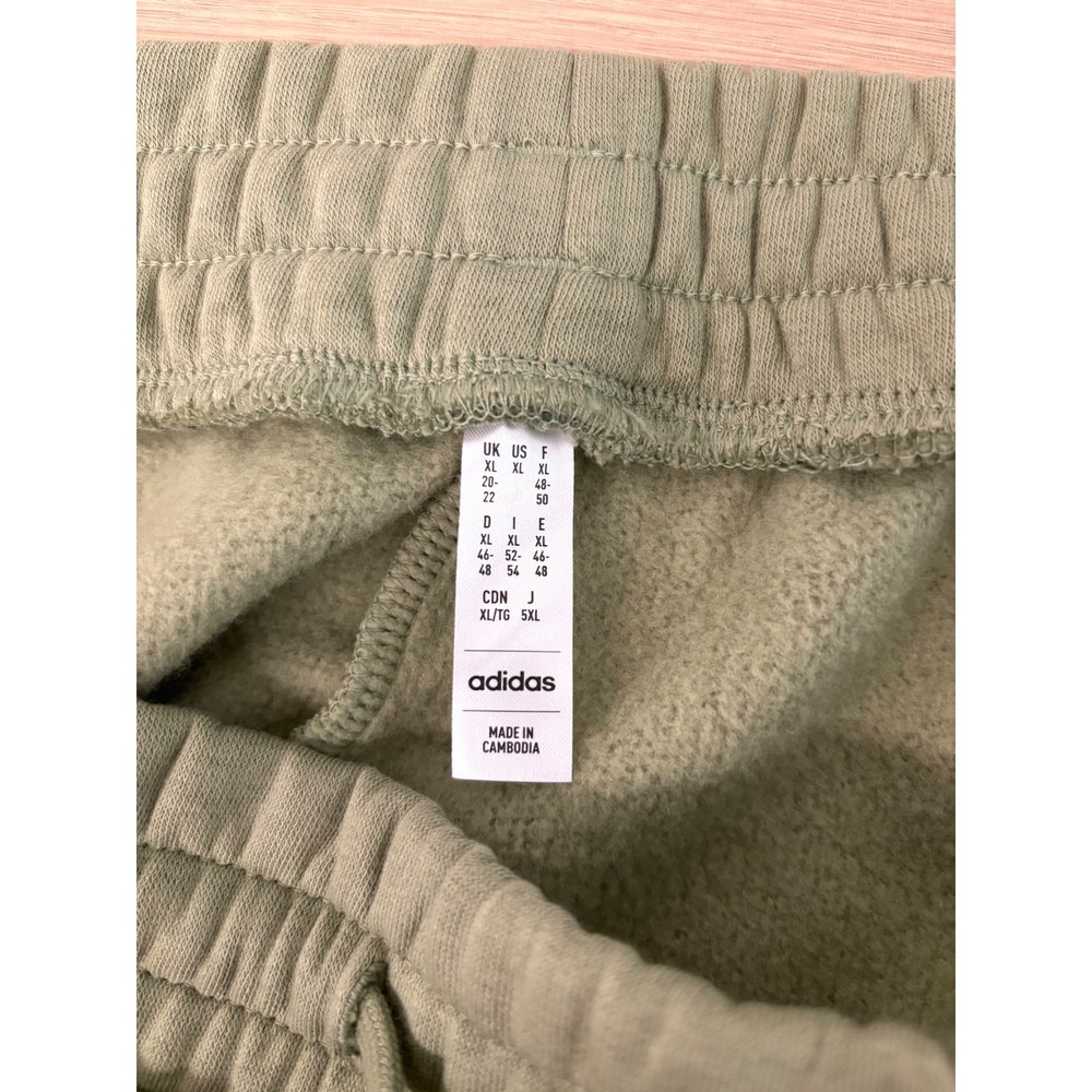 NWT Adidas Womens XL Olive Green Wide Leg Sweatpants 3 Stripe Fleece - Picture 3 of 5